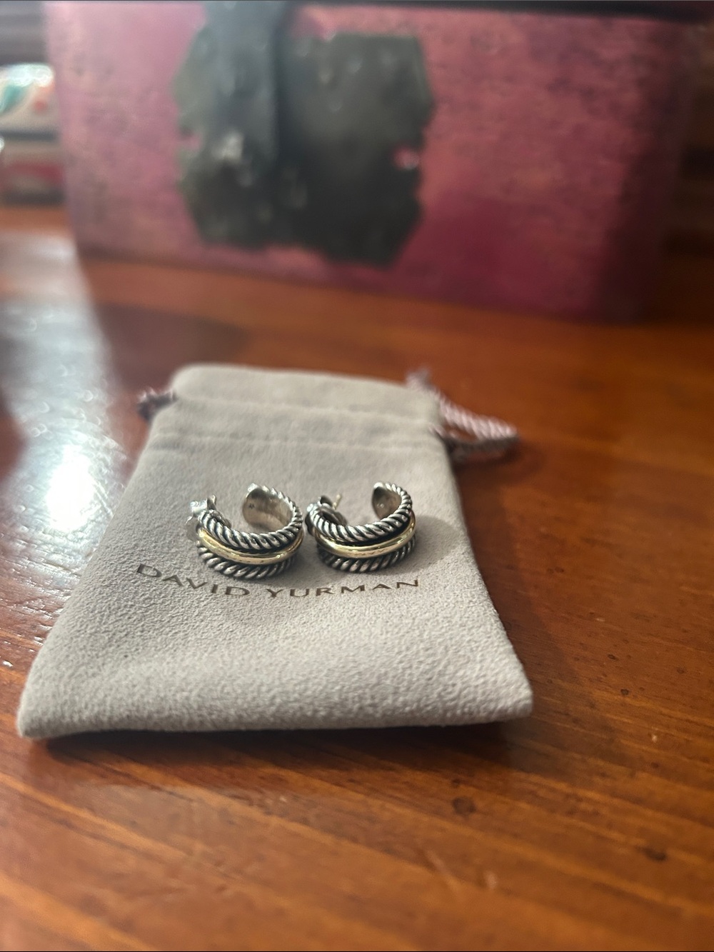 David Yurman Mixed Metal Cable Huggie Earrings in Silver and Gold Tones
